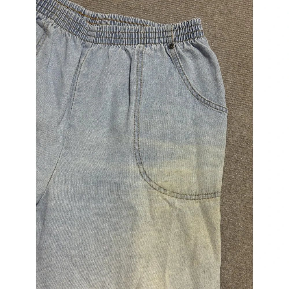 American Sweetheart Pants Girls Size 12A Light Blue‎ Denim Cropped Elastic Waist